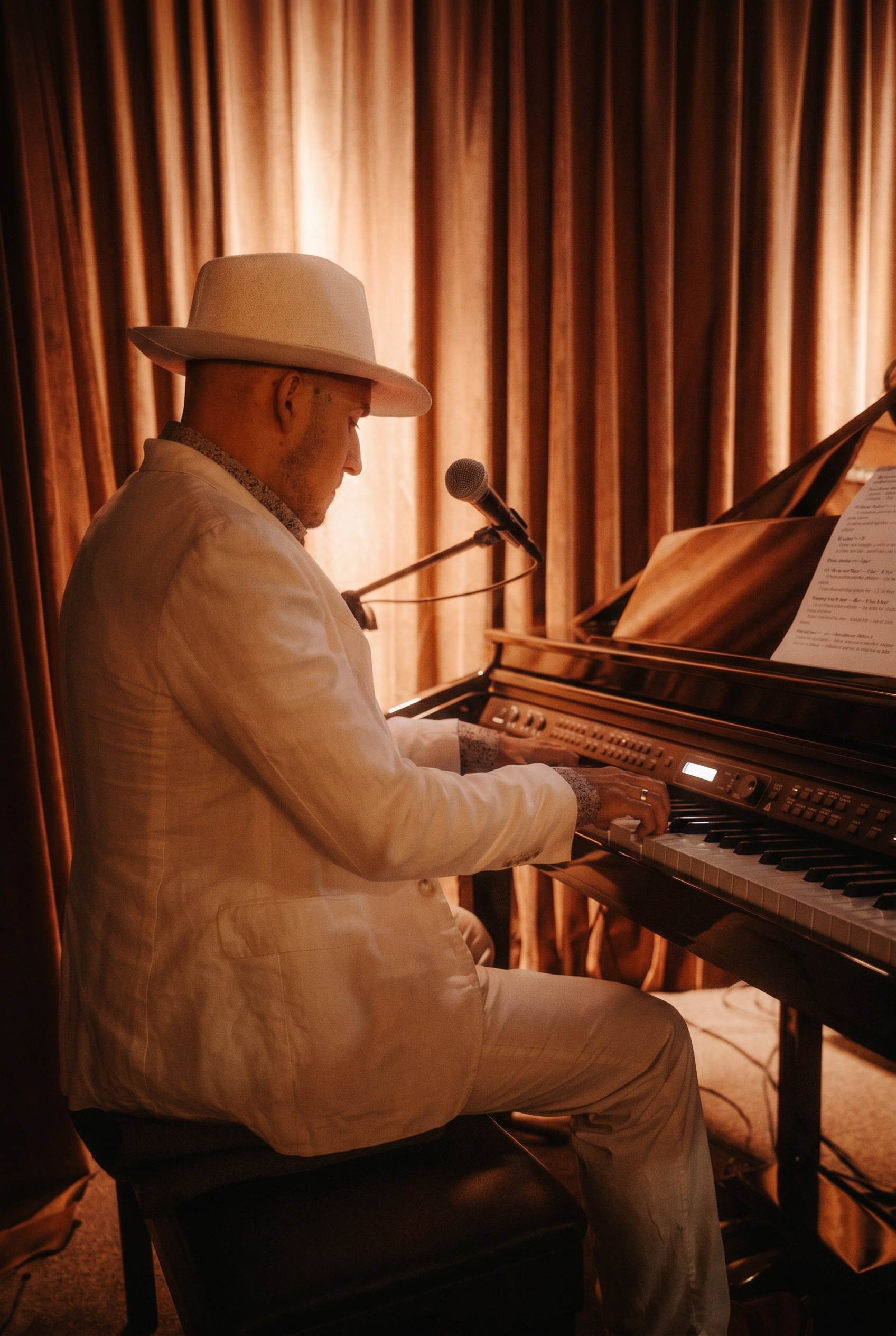 Portrait of the pianist at a grand piano